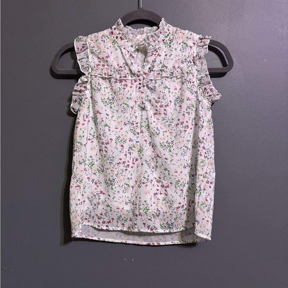 Hayden girls white floral ruffle summer blouse kids medium